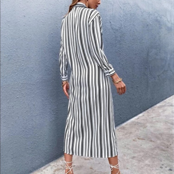 Shein Stripe Tie Front Dress - Picture 3 of 6